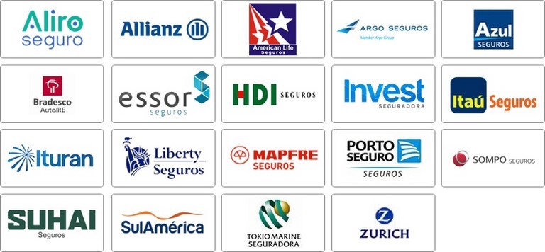 azul seguros, bradesco seguros, itaú seguros, mapfre seguros, porto seguro, sompo seguros, suhai seguros, sulamérica, tokio marine